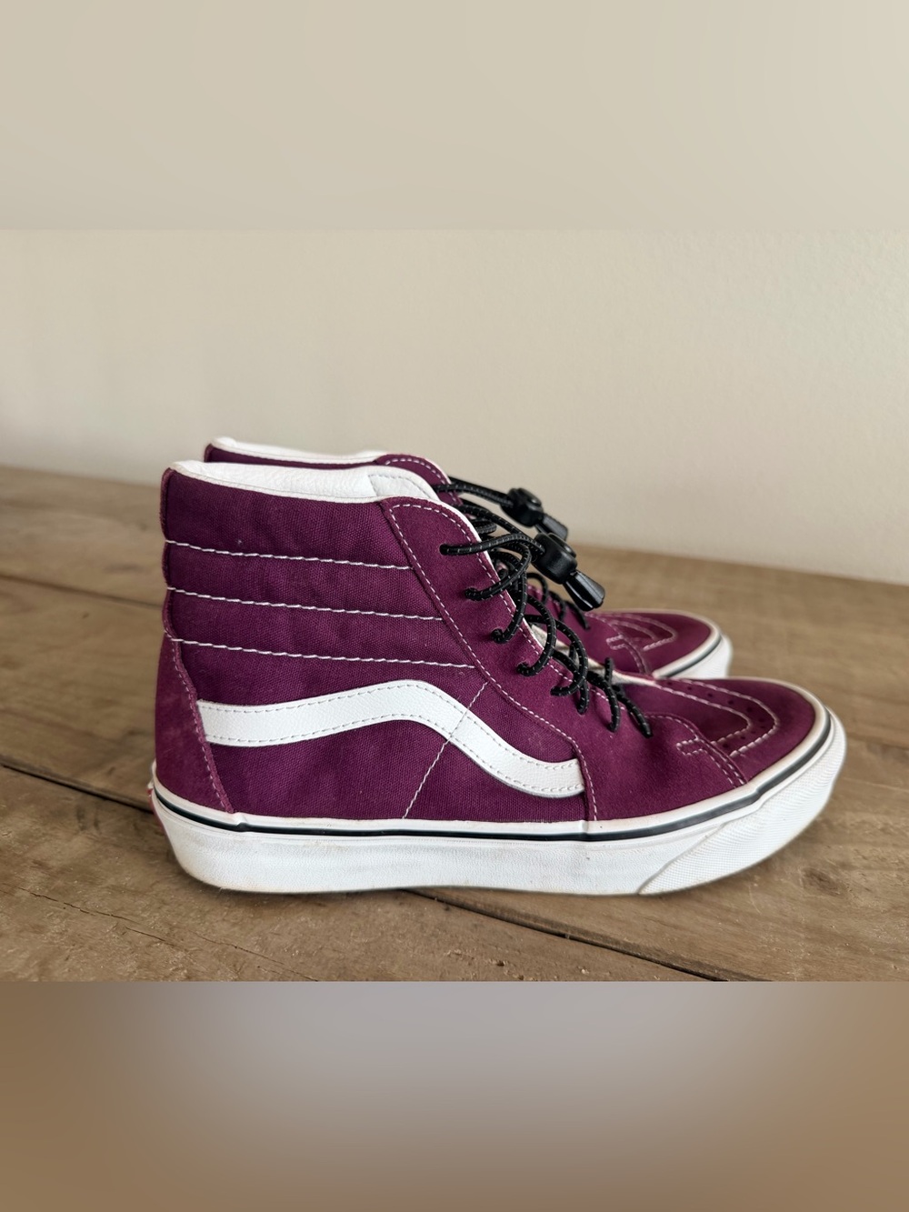 Vans Women’s High-Top Sneakers in Plum with White Stripe